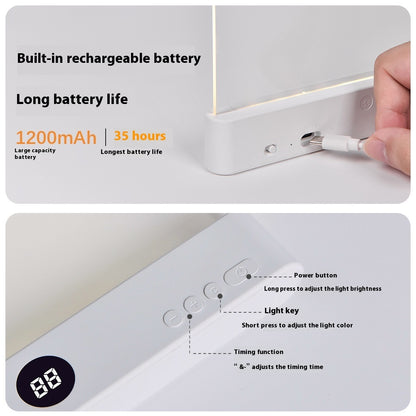 Rechargeable LED Flat Book Light – Clear Full-Page LED Reading Lamp with 3 Color Modes, Timer & Dimmable Brightness for Kids and Adults