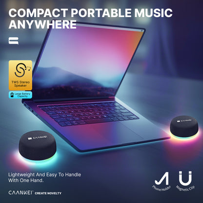 Portable Magnetic Bluetooth Speaker – Wireless TWS Stereo Subwoofer with RGB Light, Strong Bass, High Volume Surround Sound, Mobile Phone Bracket & Charging Base