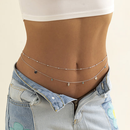 Sexy Turquoise Sequin Pendant Waist Chain – European & American Style Body Jewelry
