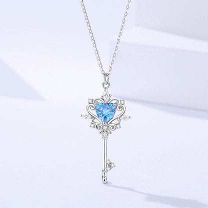 S925 Sterling Silver Guard Key Necklace – Elegant Women’s Pendant Jewelry, Original Design, Gift for Her