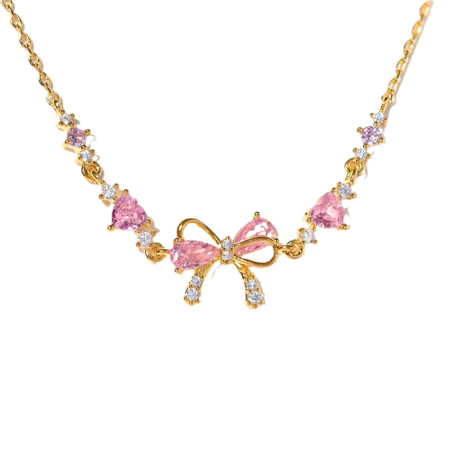 Sweet Bow Heart Rhinestone Chain Bracelet – Y2K Inspired Valentine's Day Fashion