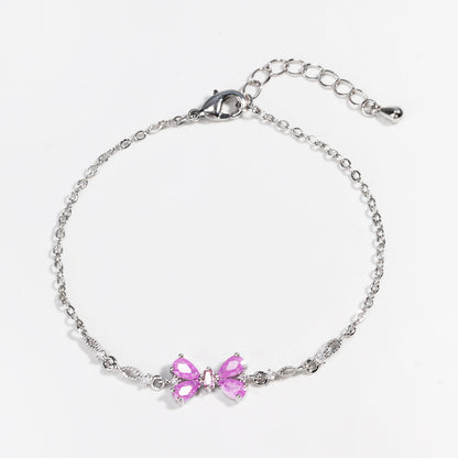 Sweet Bow Heart Rhinestone Chain Bracelet – Y2K Inspired Valentine's Day Fashion