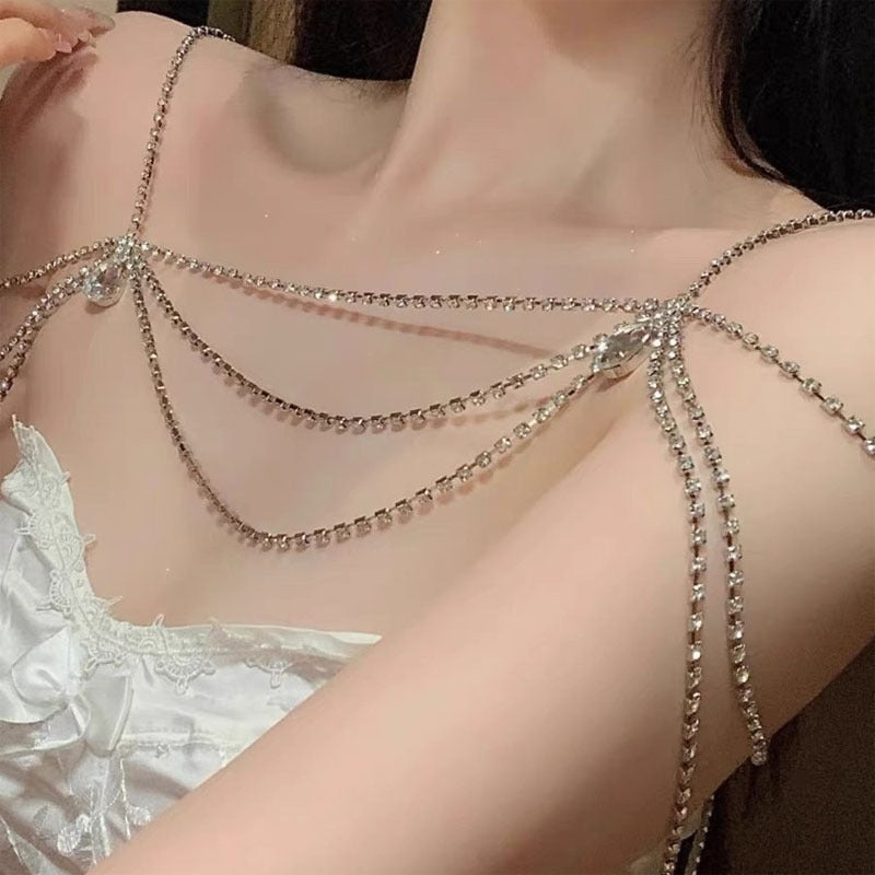 Exotic Vintage-Style Rhinestone Chest Harness Necklace