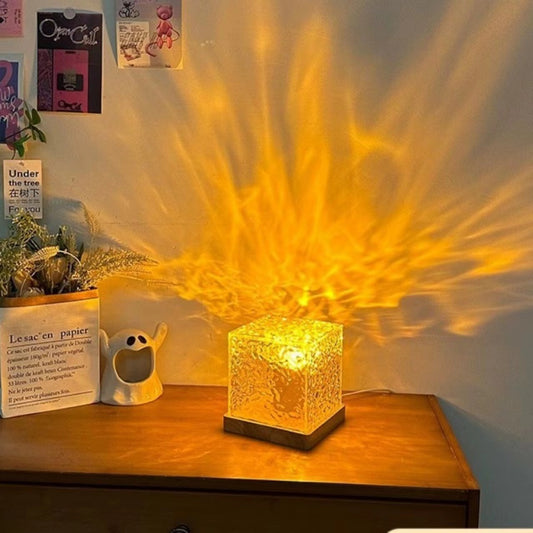 LED Water Ripple Night Light – USB Rotating Crystal Table Lamp with 16 RGB Colors for Home & Gifts