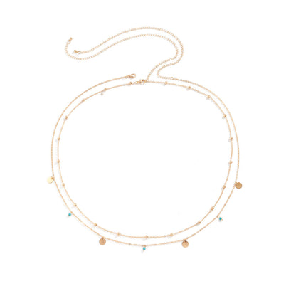 Sexy Turquoise Sequin Pendant Waist Chain – European & American Style Body Jewelry