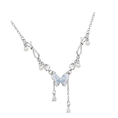 Spring & Summer Gradient Blue Butterfly Tassel Necklace – Super Fairy Style