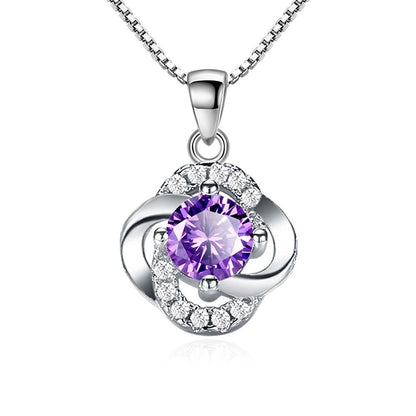 Korean Style Silver Plated Four-Leaf Clover Pendant – Lucky Charm Necklace for Women