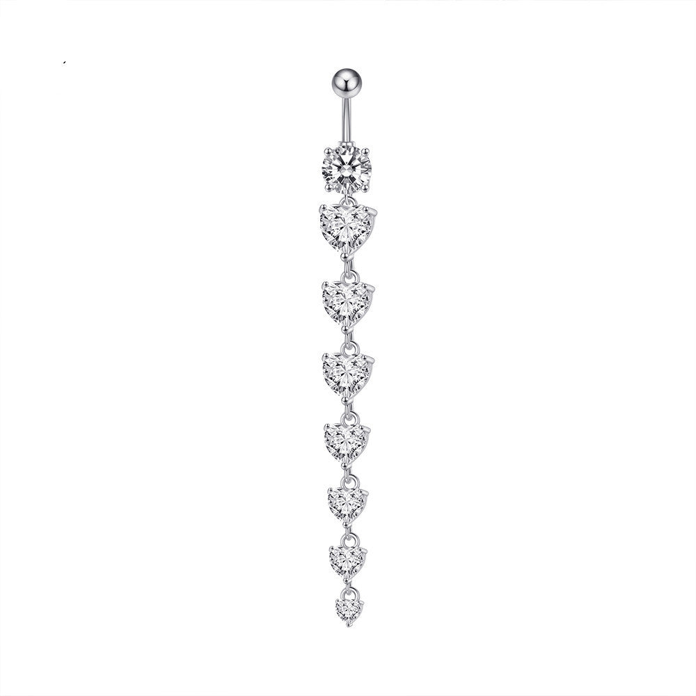 Micropaved CZ Butterfly Tassel Belly Button Ring – Elegant Dangle Navel Piercing Jewelry for Women