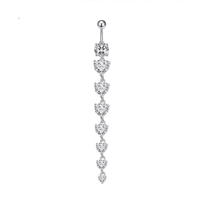 Micropaved CZ Butterfly Tassel Belly Button Ring – Elegant Dangle Navel Piercing Jewelry for Women