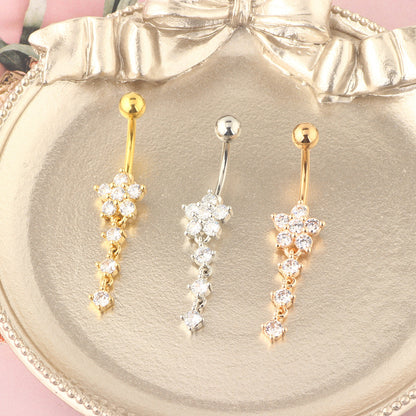 Wish Color Zircon Belly Button Ring – Dazzling Multicolor Crystal Navel Piercing Jewelry