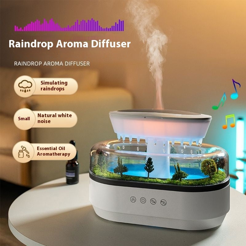 Mini Aromatherapy Humidifier โ Quiet Raindrop Diffuser with White Noise for Home, Office & Yoga, Perfect Gift for Bedroom or Desk