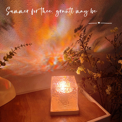LED Water Ripple Night Light – USB Rotating Crystal Table Lamp with 16 RGB Colors for Home & Gifts