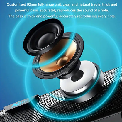4D Bluetooth Computer Soundbar Dual Speaker Subwoofer Stereo Surround Sound Loudspeaker for Laptop PC Notebook