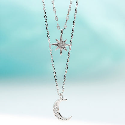 Creative Retro Simple Moon & Love Pendant Necklace for Women
