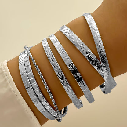 5-7pcs Creative Twisted Hip Hop Style Bracelet Set – Simple & Stylish Accessories for Women