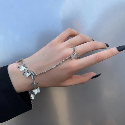 Trendy Tassel Linked Bracelet Ring – Fashion Chain Hand Jewelry for Women