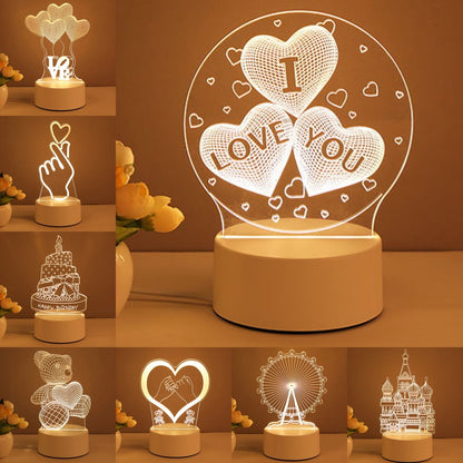 3D Acrylic LED Night Lamp – USB Neon Light for Home, Room Decor & Gifts