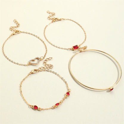 Light Luxury Square Gem Bracelet – Fully Jeweled Heart Design for Women