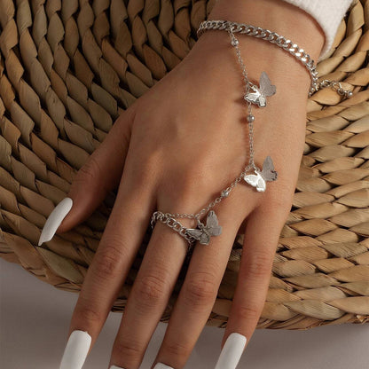 Trendy Tassel Linked Bracelet Ring – Fashion Chain Hand Jewelry for Women
