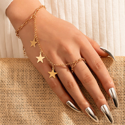 Trendy Tassel Linked Bracelet Ring – Fashion Chain Hand Jewelry for Women
