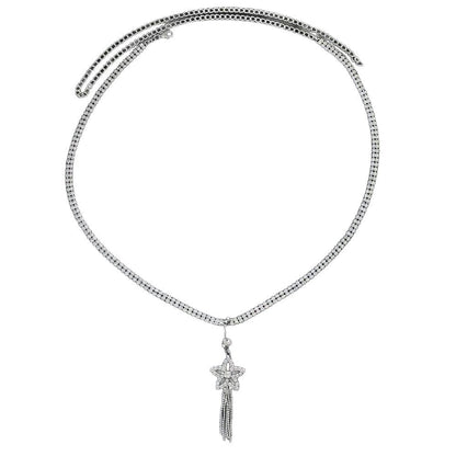 Rhinestone Tassel Belly Ring Waist Chain – Heart, Star & Butterfly Navel Piercing Body Jewelry for Women
