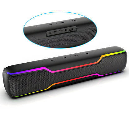 Bluetooth RGB Speaker for PC and Laptop – Wireless Soundbar with Deep Bass & Colorful LED Lights