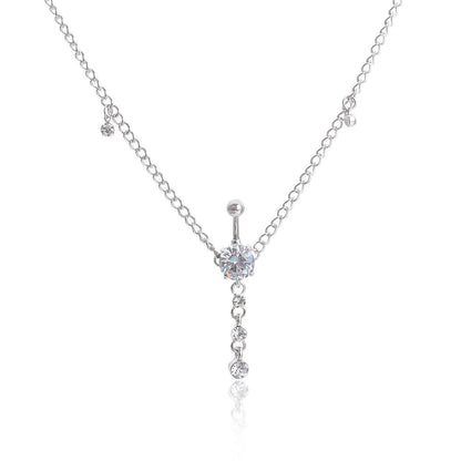 Sexy Rhinestone Belly Button Waist Chain – Dangle Navel Piercing Body Jewelry for Women