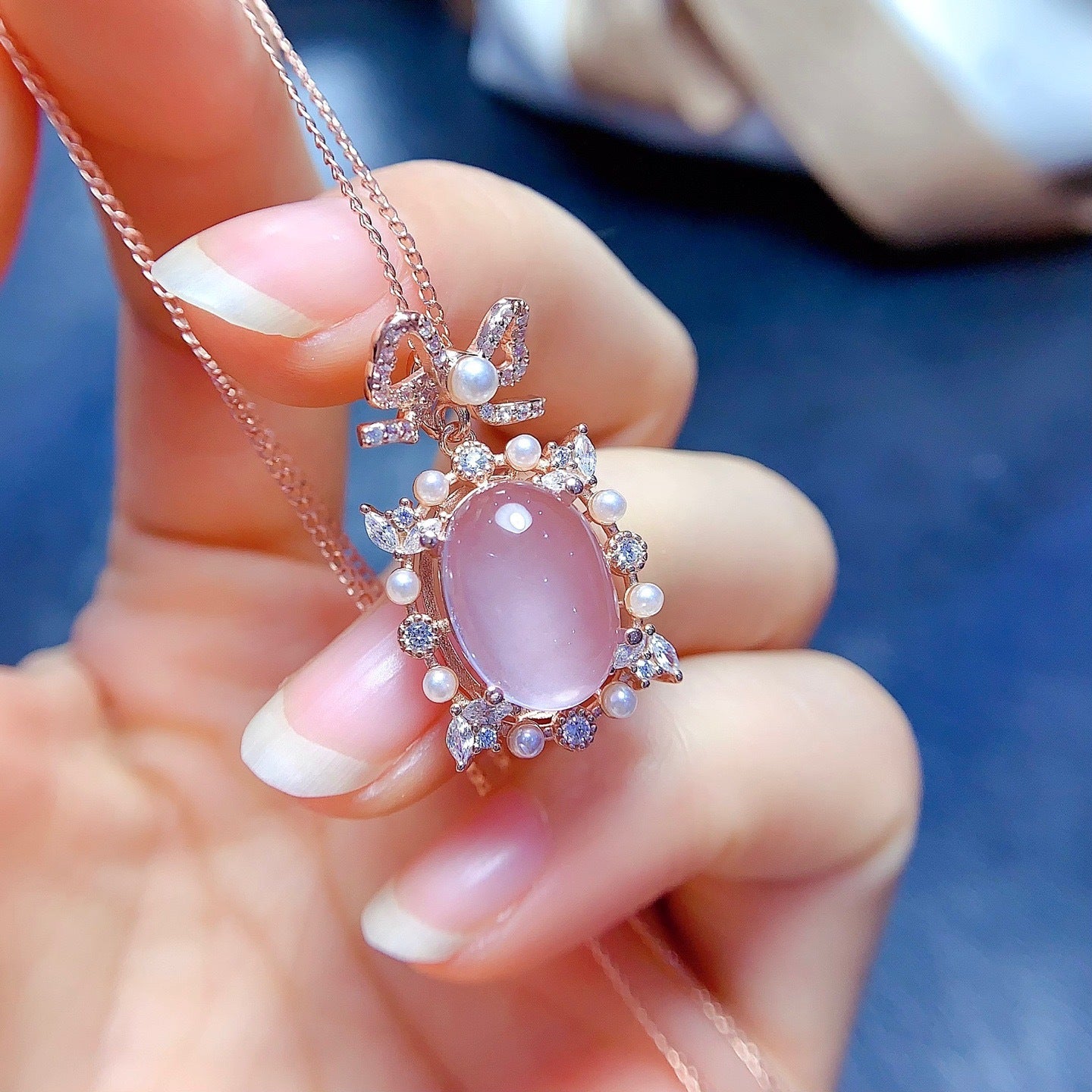 Natural Rose Quartz Crystal Pendant Necklace 925 Sterling Silver Healing Stone Jewelry