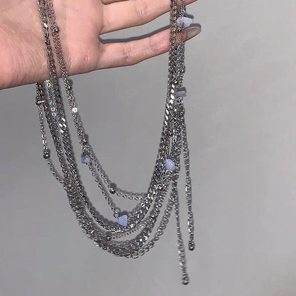Hot Girl Aesthetic Silver Tassel Waist Chain – Multi-Layered Look