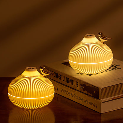 Portable USB Mini Onion Humidifier – Quiet Cool Mist Air Diffuser with 2 Spray Modes, LED Ambient Night Light, Car & Desk Aromatherapy Machine, Travel & Home Gift