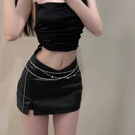 Hot Girl Aesthetic Silver Tassel Waist Chain – Multi-Layered Look