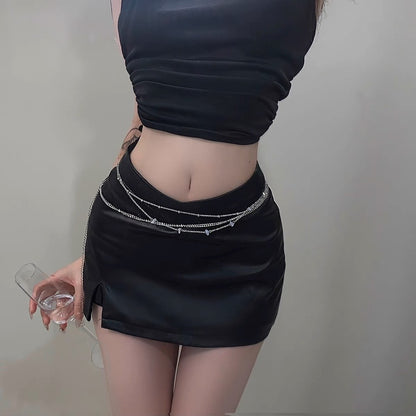Hot Girl Aesthetic Silver Tassel Waist Chain – Multi-Layered Look