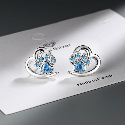 Small Heart-Shaped Blue Zircon Stud Earrings for Women