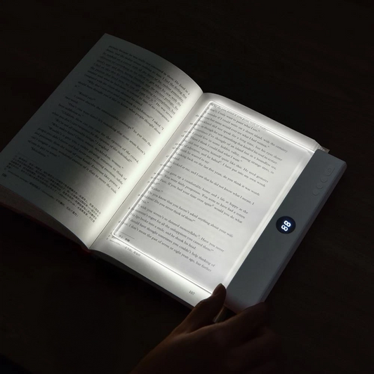 Rechargeable LED Flat Book Light – Clear Full-Page LED Reading Lamp with 3 Color Modes, Timer & Dimmable Brightness for Kids and Adults