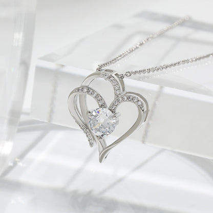 Personalized Double Heart Zircon Necklace – Sparkling Rhinestone Clavicle Chain for Women