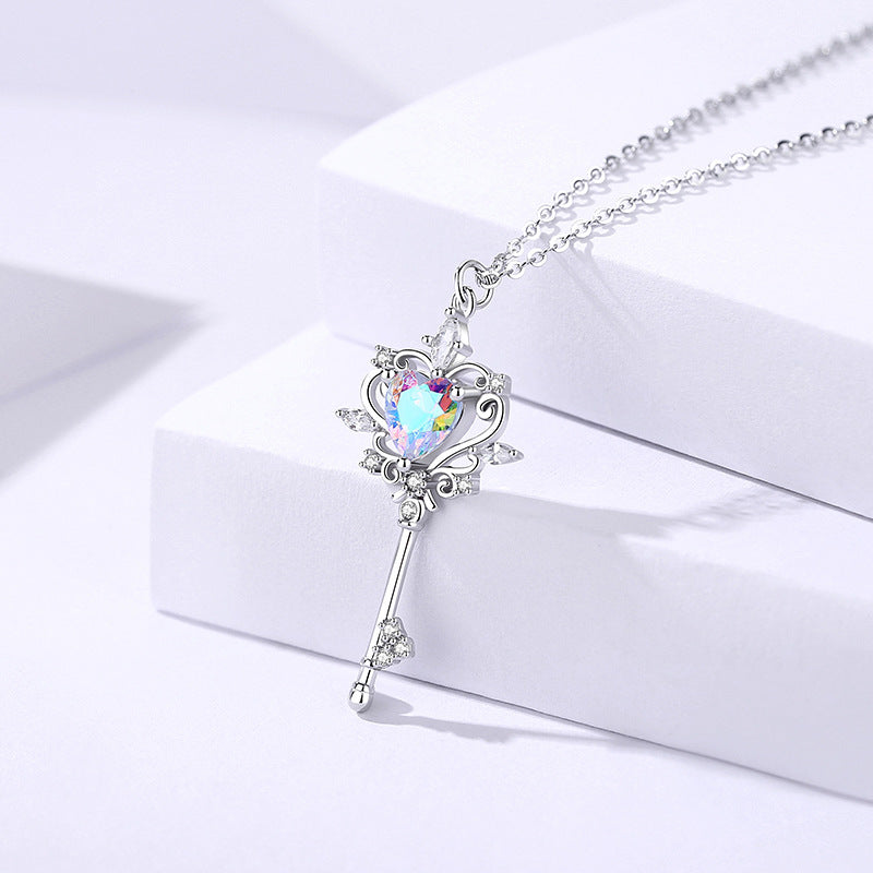 S925 Sterling Silver Guard Key Necklace – Elegant Women’s Pendant Jewelry, Original Design, Gift for Her