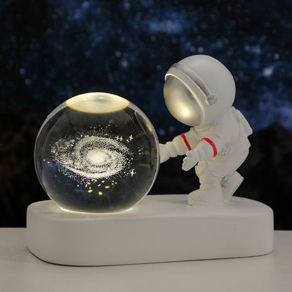 Glowing Galaxy Astronaut Crystal Ball Night Light – USB Bedside Lamp & Birthday Gift