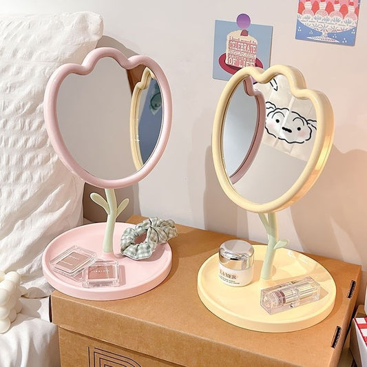 Tulip Desktop Vanity Mirror – Cute Floral Makeup Mirror for Student Dorms, Office Desks & Home Decor