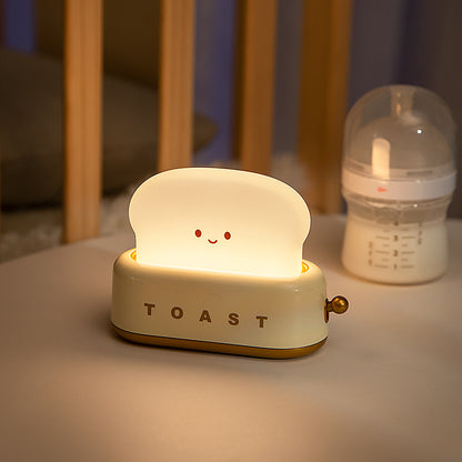 Toast-Shaped USB Table Lamp – Cute Bread Night Light, Dimmable LED, USB Rechargeable, Cozy Bedside Lamp for Home & Gifts