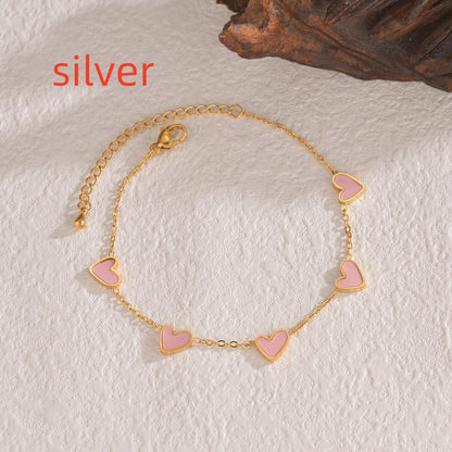Stainless Steel Dripping Heart Love Bracelet – Romantic Valentine's Day Gift