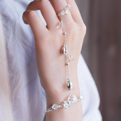 Antique Ring Hand Chain – Retro Bell Charm Bracelet Jewelry for Women