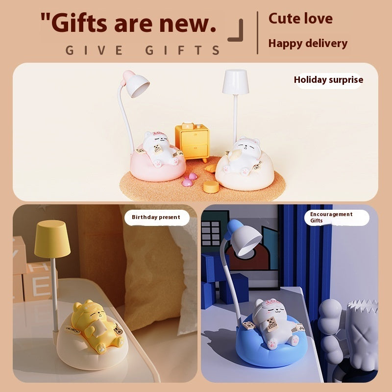 Rechargeable Cat Night Light – Cute Cartoon LED Table Lamp, USB Charging, Soft Glow for Bedroom & Holiday Gift