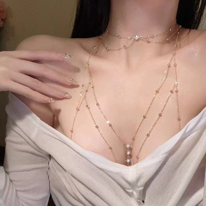 "Sexy Body Chain for Women – Bold Metal Chest Jewelry for Festival & Clubwear"
