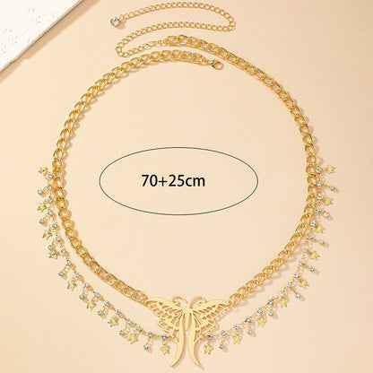 Elegant Gold Butterfly Waist Chain – Boho Beaded Belly Jewelry with Glass Accents for Women