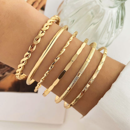 5-7pcs Creative Twisted Hip Hop Style Bracelet Set – Simple & Stylish Accessories for Women