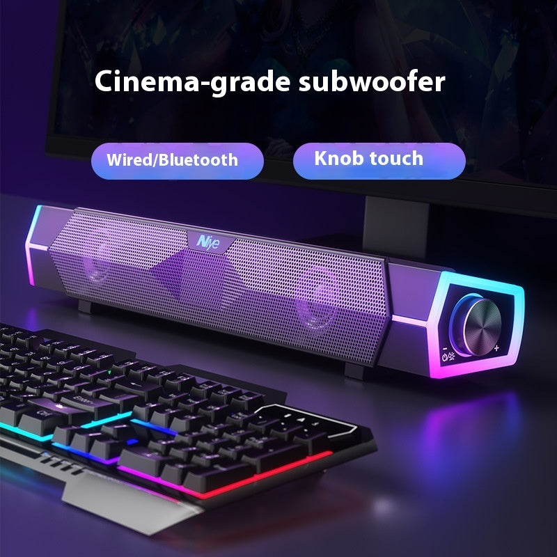 4D Bluetooth Computer Soundbar Dual Speaker Subwoofer Stereo Surround Sound Loudspeaker for Laptop PC Notebook