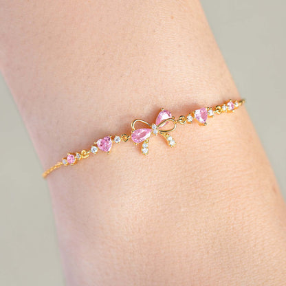 Sweet Bow Heart Rhinestone Chain Bracelet – Y2K Inspired Valentine's Day Fashion