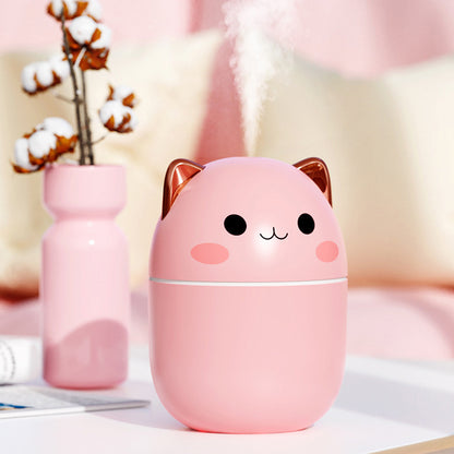 Cute Cat USB Air Humidifier – Ultra-Silent Cool Mist Aromatherapy Diffuser with LED Light for Home, Office, Bedroom & Car