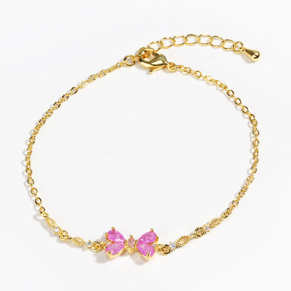 Sweet Bow Heart Rhinestone Chain Bracelet – Y2K Inspired Valentine's Day Fashion