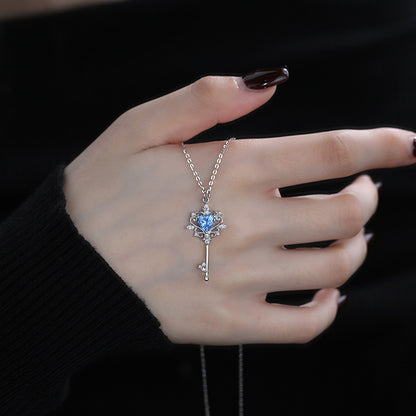 S925 Sterling Silver Guard Key Necklace – Elegant Women’s Pendant Jewelry, Original Design, Gift for Her